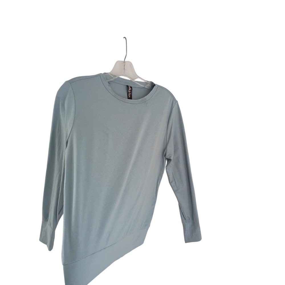 Lukka Lux Baby Blue Yoga Top Long Sleeve Crew Neck Activewear S Clean Girl